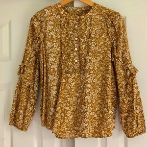 J Crew Ruffle Sleeve Top - Size XS - 100% Cotton